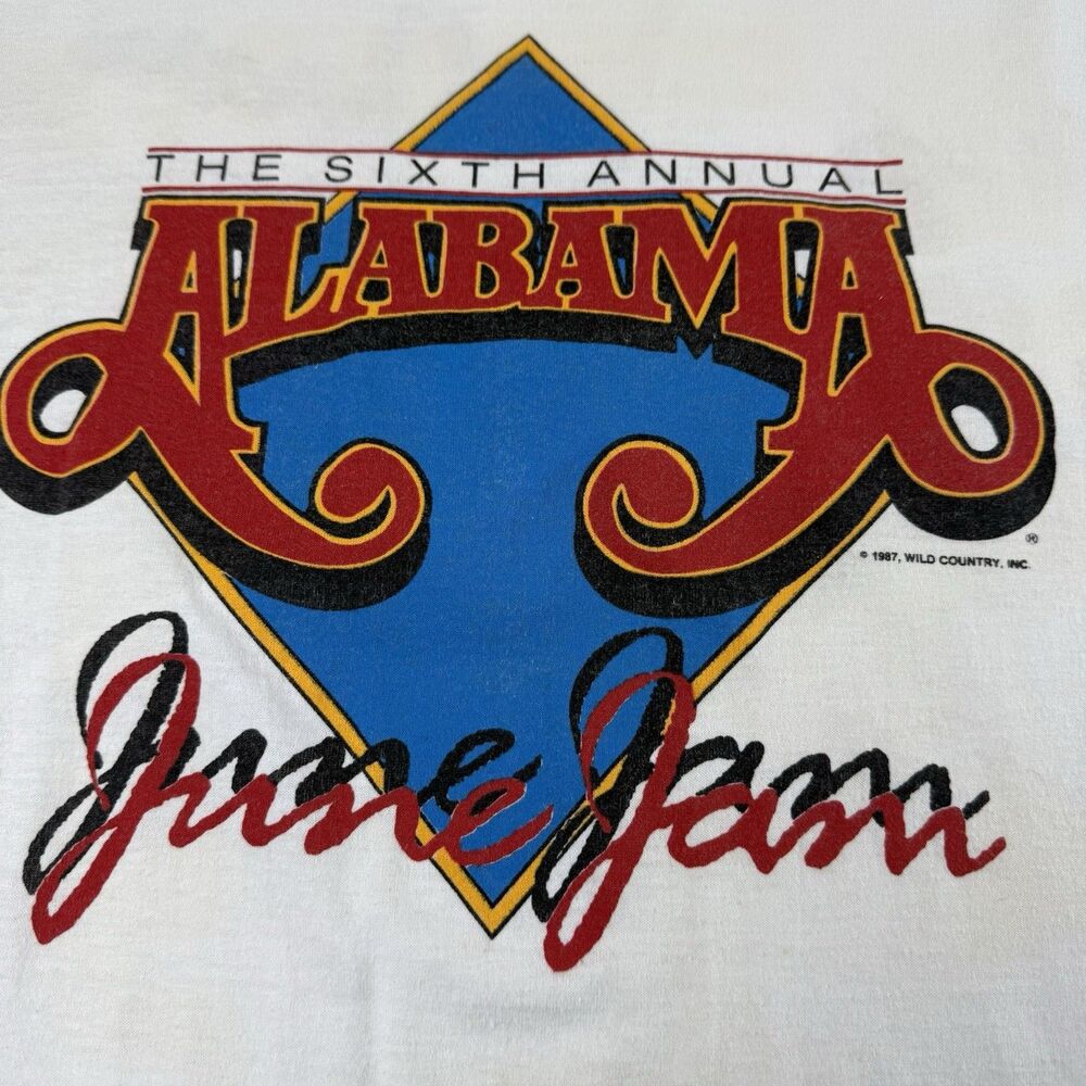 Vintage Sixth Annual Alabama June Jam 1987 Country Concert Shirt Mens XL White - Picture 7 of 16